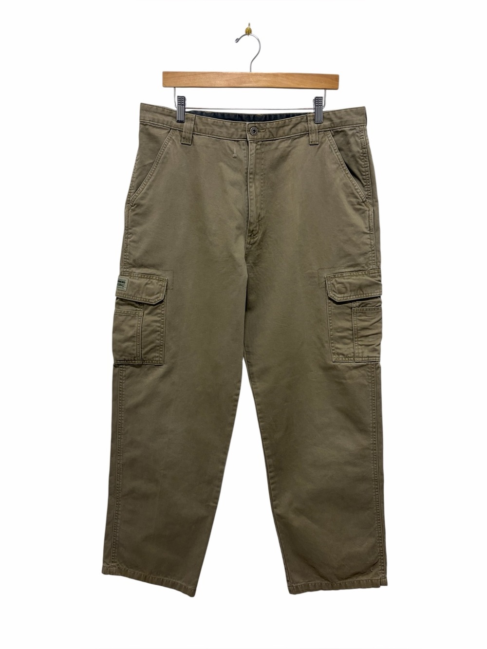 Wrangler Hero Original Workwear Khaki Brown Tan Casual Cargo Pants - 36x32
